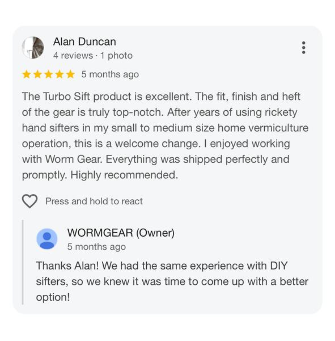 Alan's Turbo Sift Testimonial
