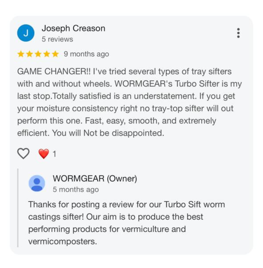 Joseph's Turbo Sift Testimonial